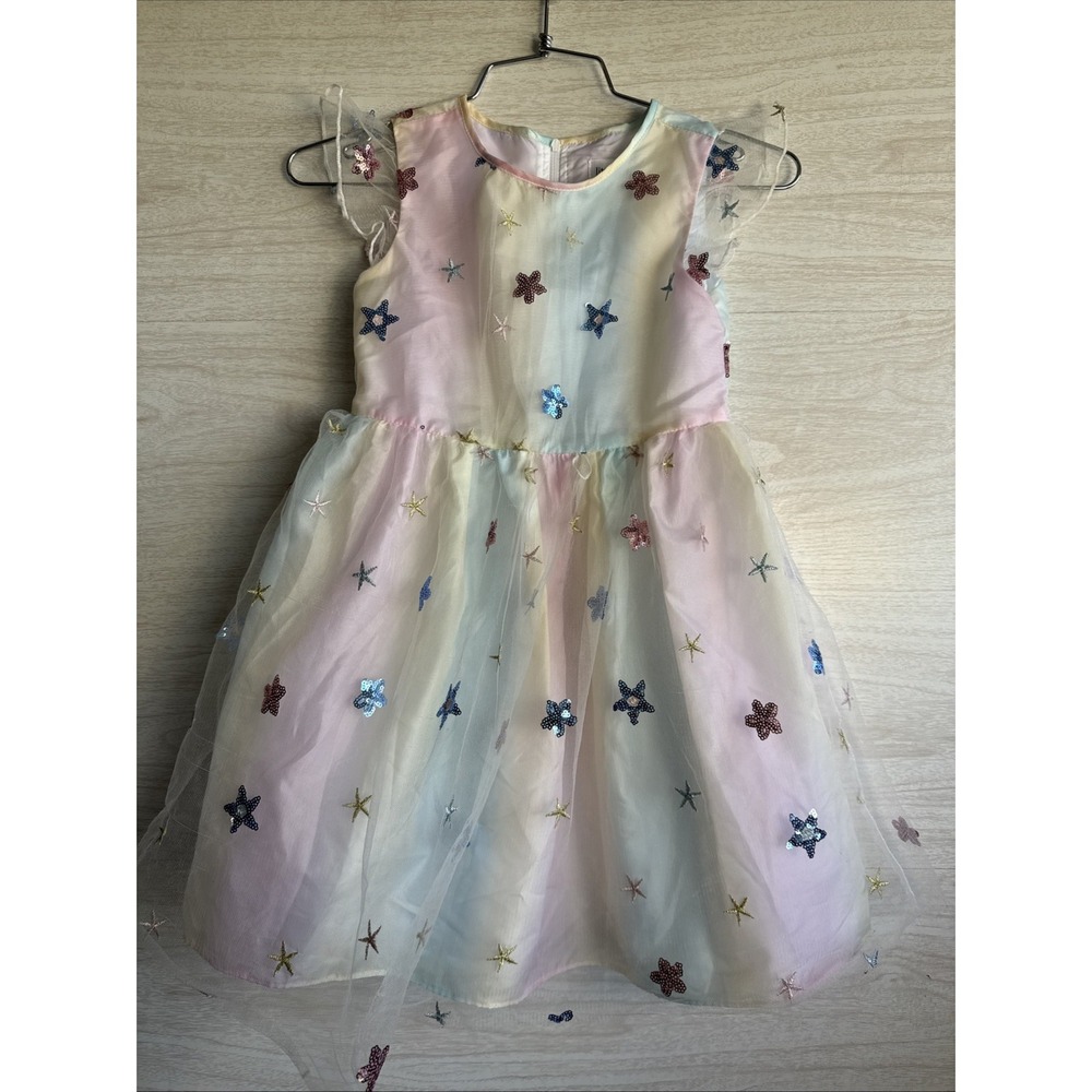 Little Angels Sz6 Rainbow Color Sequins Star Dress